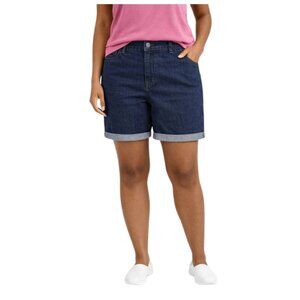 croft & barrow dark wash denim shorts / cuffed high rise jean shorts – women’s